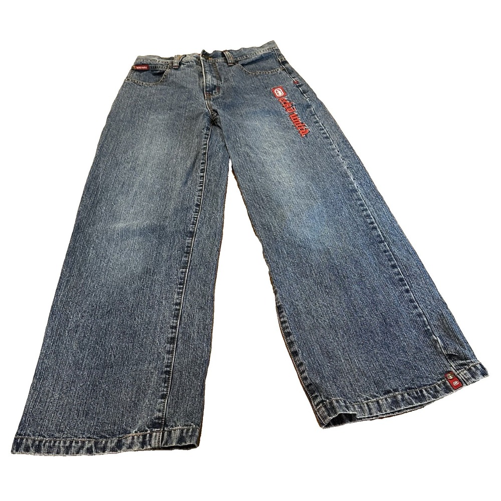 Vintage Y2k Ecko Unltd Jeans Youth Rhino Blue Denim 100% Cotton Hip Hop Size 14